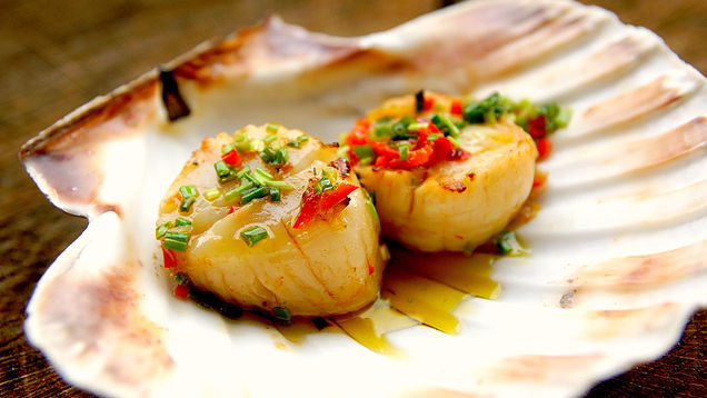 Grilled Blood Orange Marinated Scallops