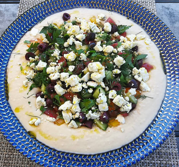 Lemon & Dill White Bean Spread with Mediterranean Cherry Tomato & Cucumber Salad