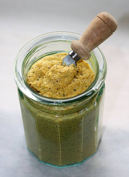 Serrano Honey Vinegar Mustard with Garlic Olive Oil